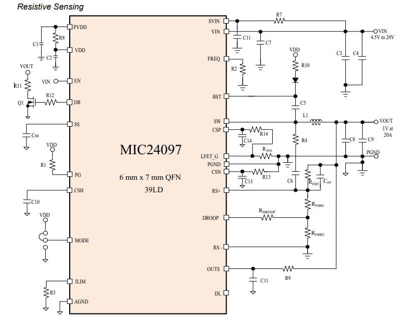 Application Circuit Diagram - Microchip Technology MIC24097 Buck Converters